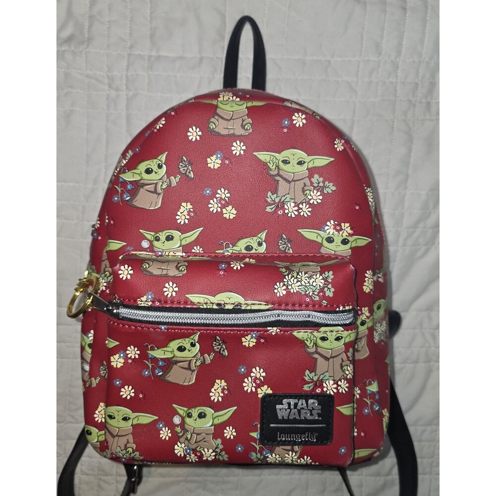 Like new Loungefly Disney Star Wars The Child Grogu Baby Yoda Red Mini Backpack!